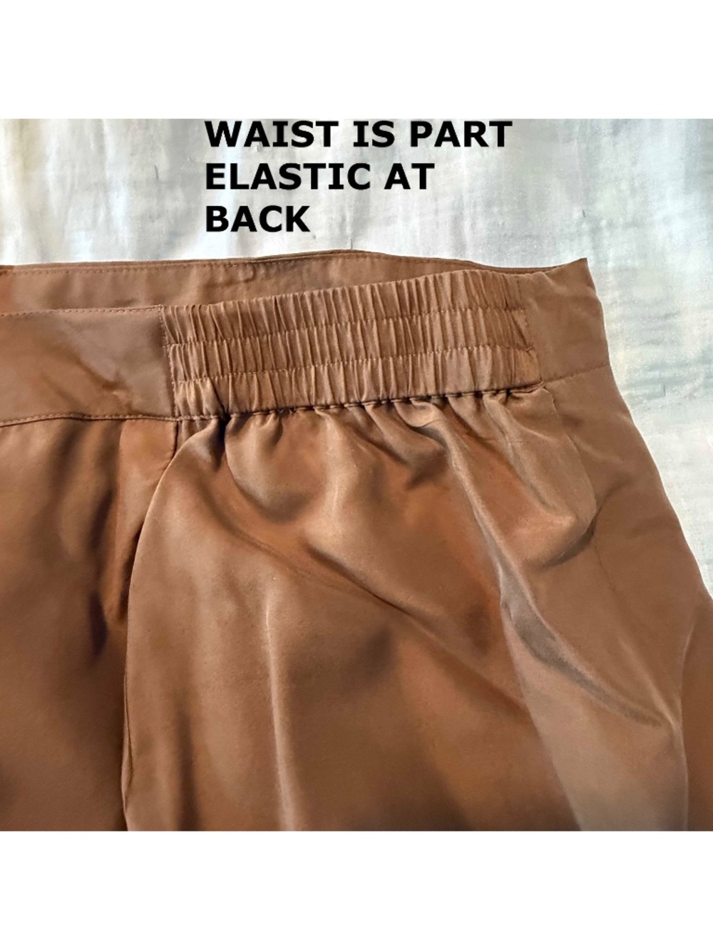 SKIRT, 100% SILK, COPPER COLOUR, SIZE 24, ELASTIC ON PART OF BACK WAIST, - Picture 9 of 16